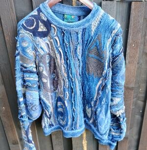 Men's COOGI Blue Multi-Texture Knit Sweater